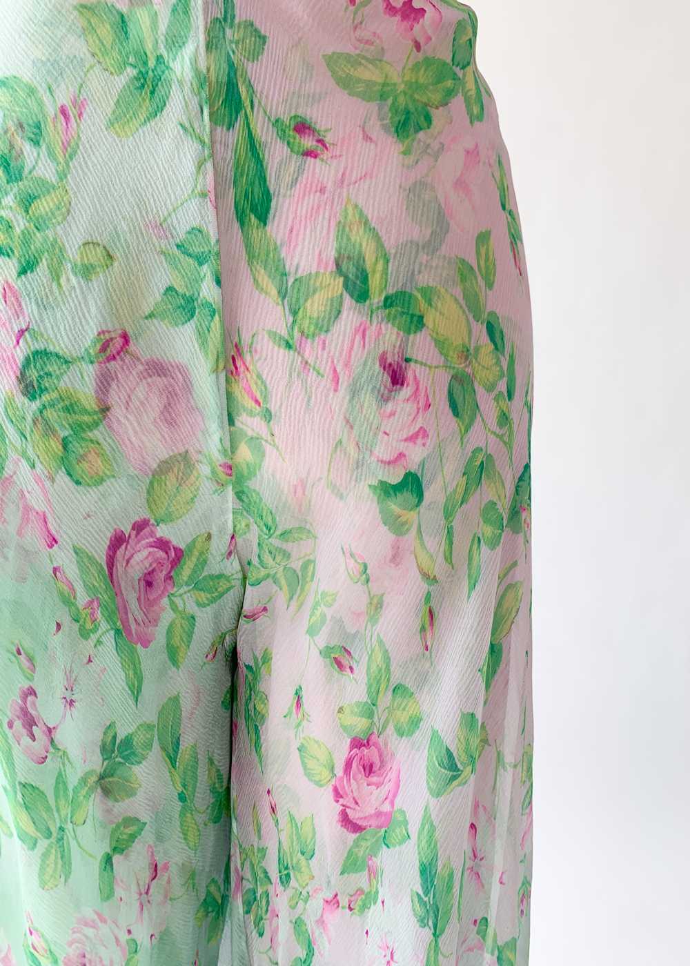 Vintage 1980s YSL Floral Silk Chiffon Pants - image 8