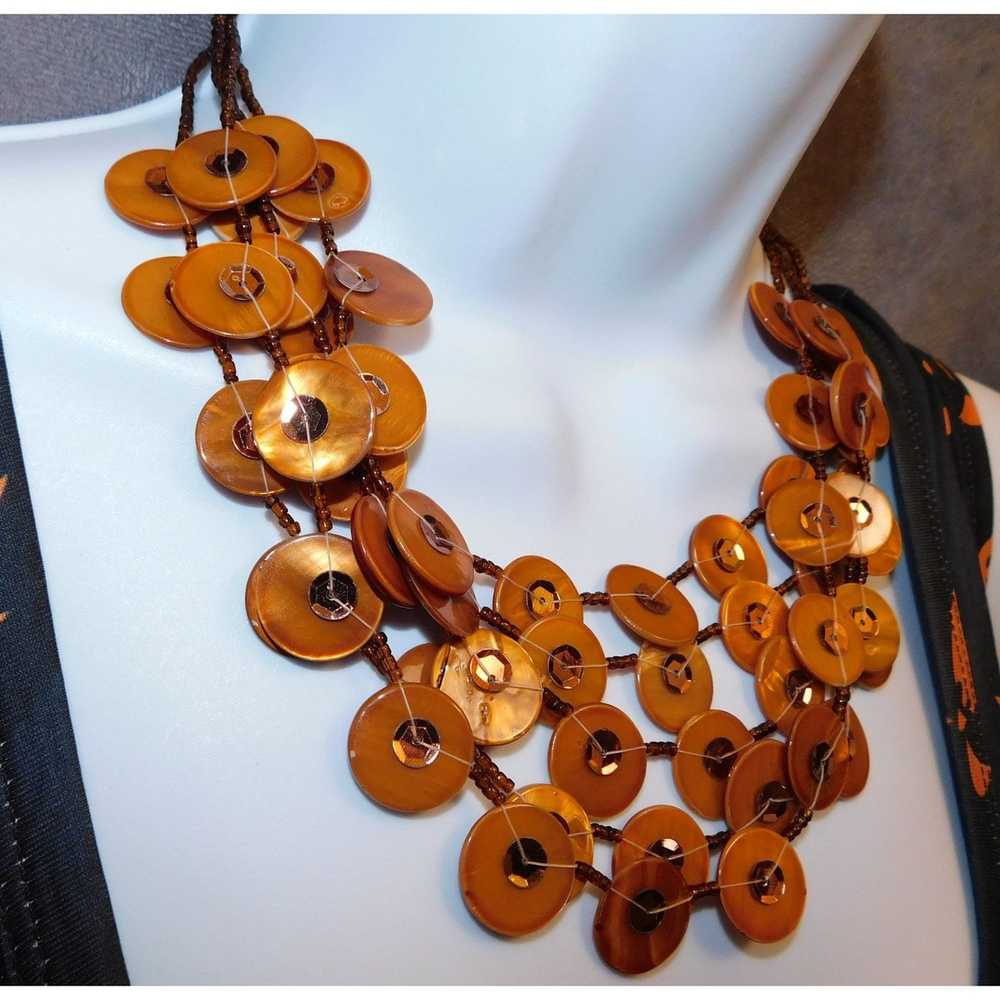 Other Vintage Bronze Cat Eye Disc Necklace - image 1