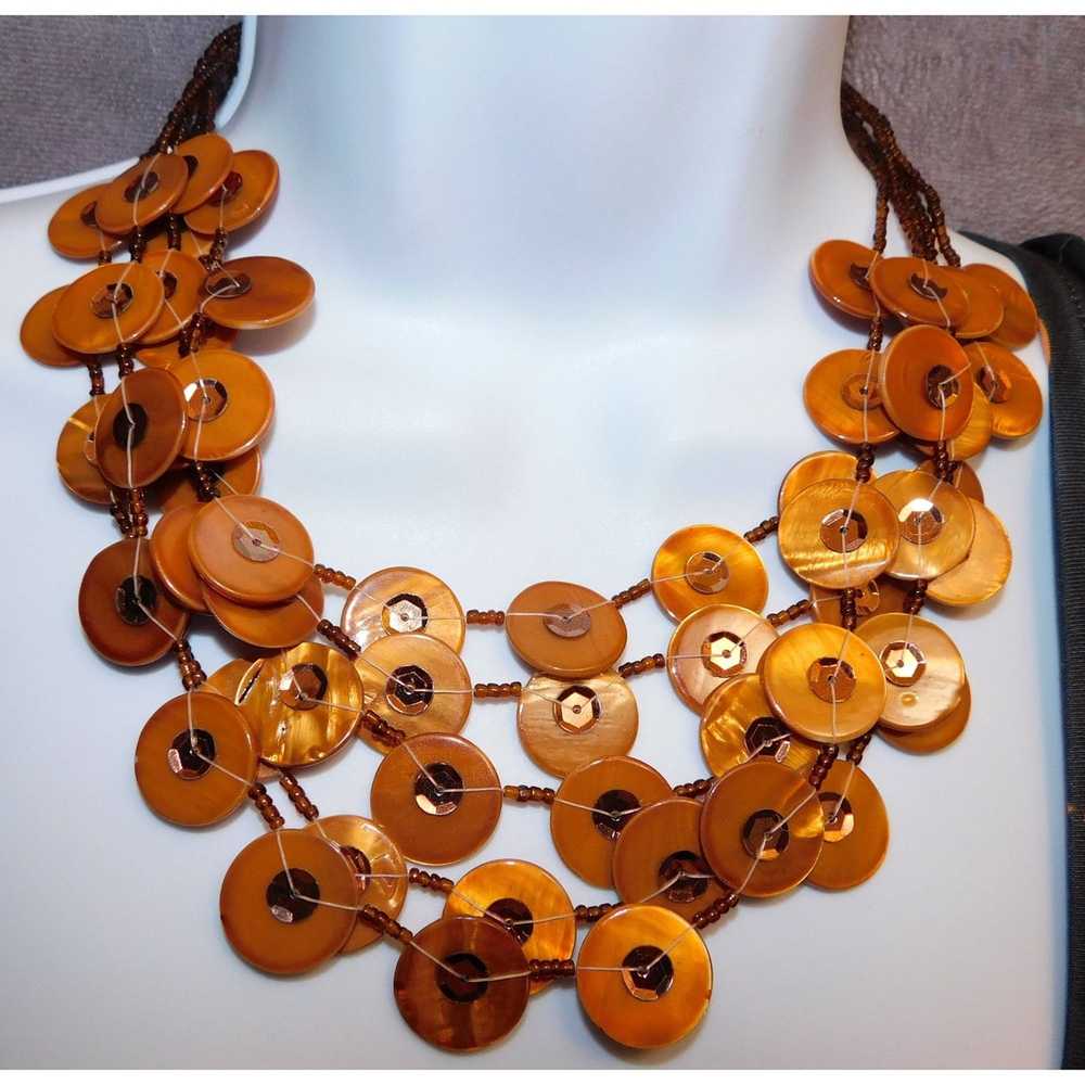 Other Vintage Bronze Cat Eye Disc Necklace - image 2