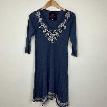 Johnny Was Johnny Was Blue Embroidered Dress