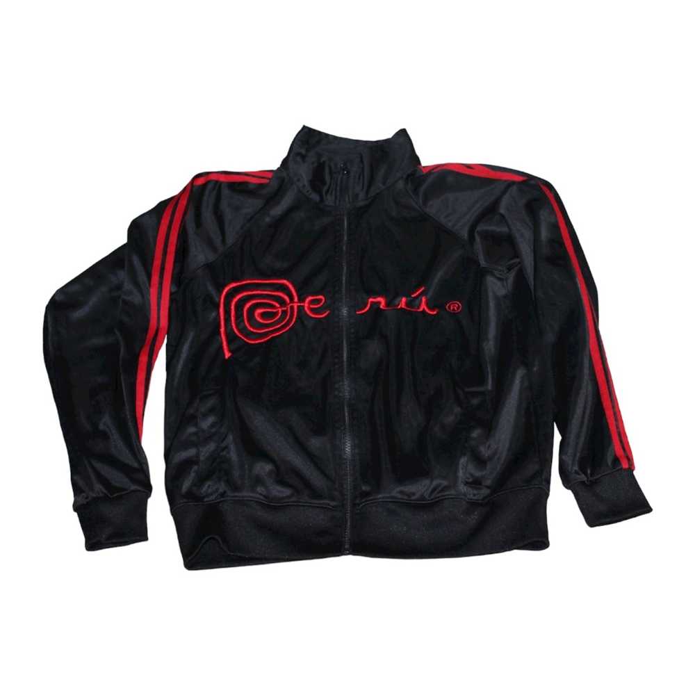 Tuki Tuki Art Peru Black Red Stripe Zip Up Jacket… - image 1