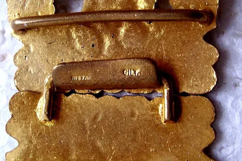 Art Nouveau belt buckle two part champlevé enamel… - image 4