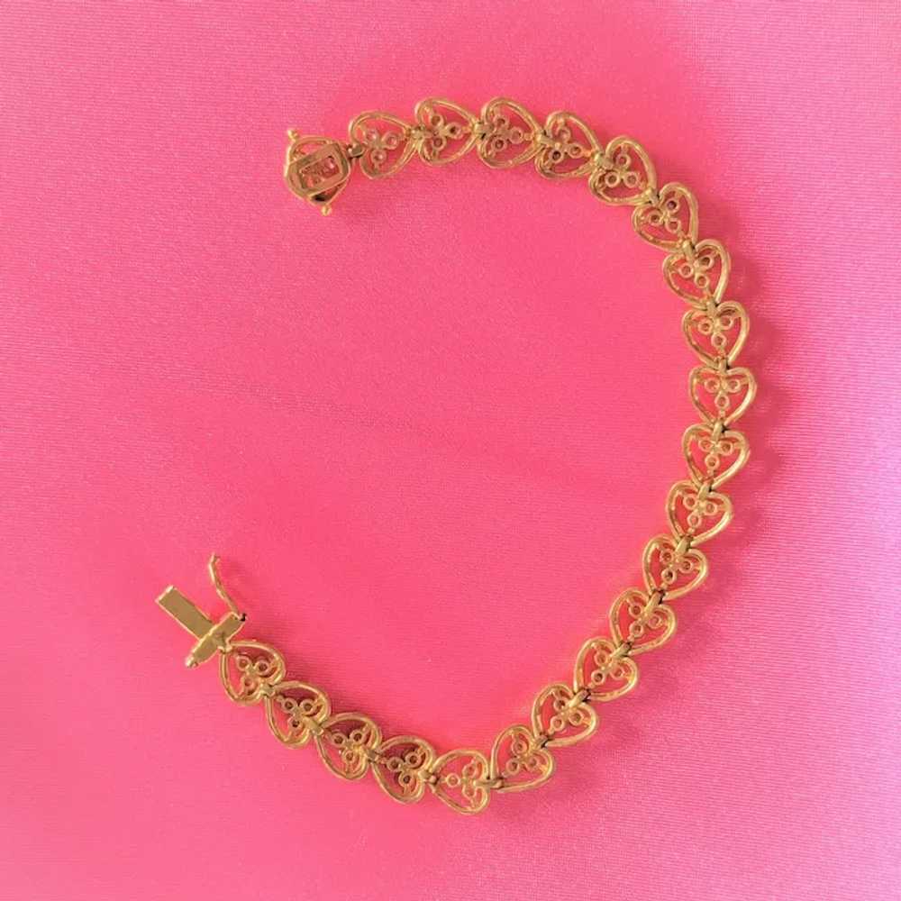 Crystal Heart Tennis Bracelet in Gold Tone - image 10