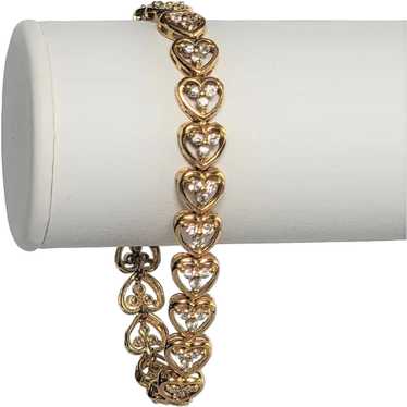 Crystal Heart Tennis Bracelet in Gold Tone - image 1