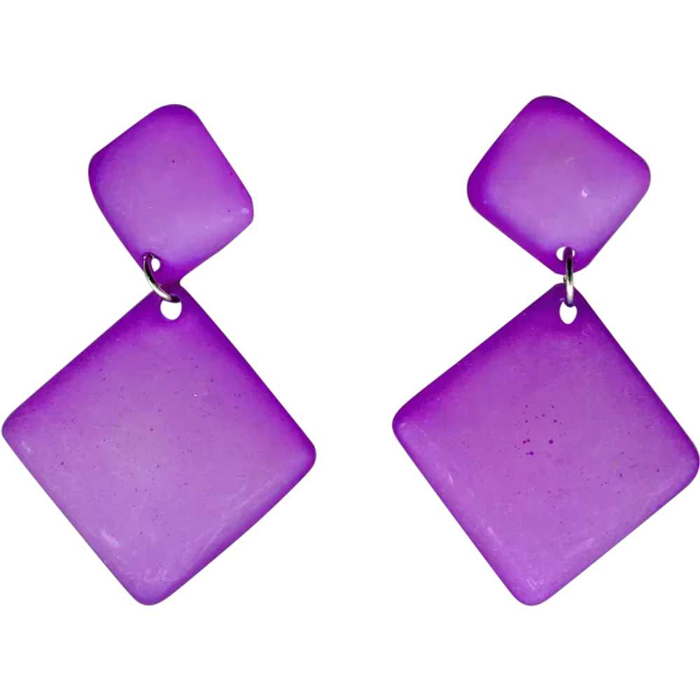 Lavender Frosted Glass Pierced Earrings - image 1