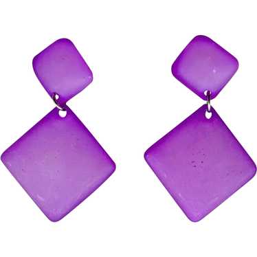 Lavender Frosted Glass Pierced Earrings - image 1