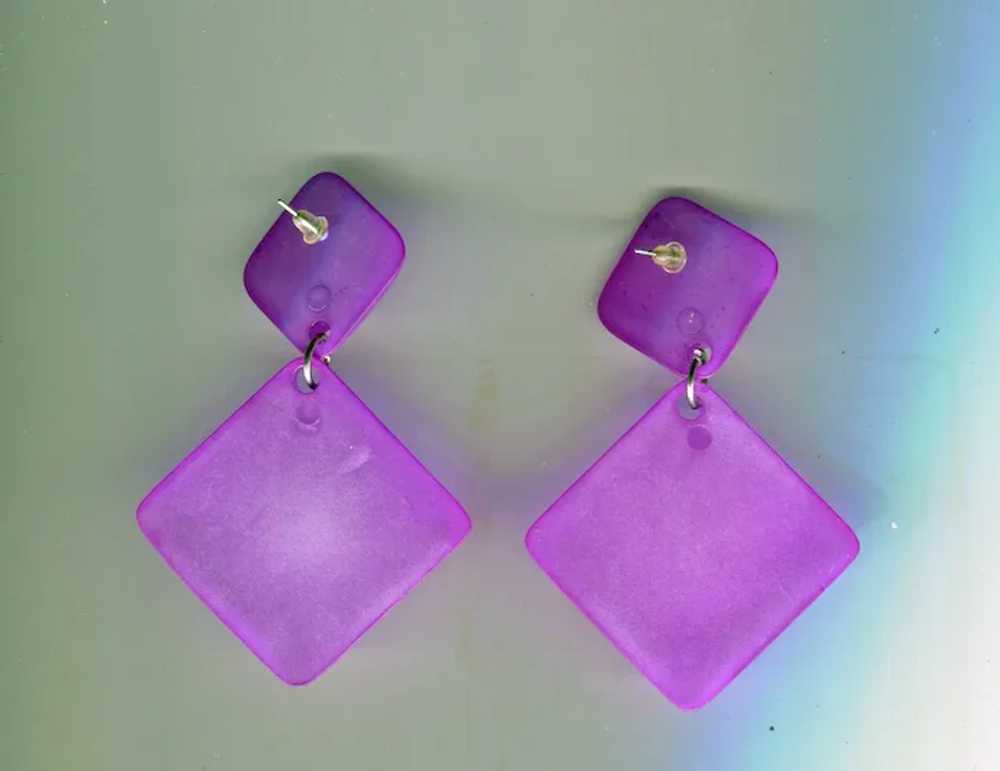 Lavender Frosted Glass Pierced Earrings - image 2