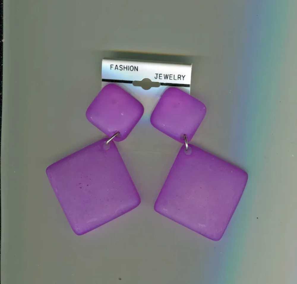 Lavender Frosted Glass Pierced Earrings - image 3