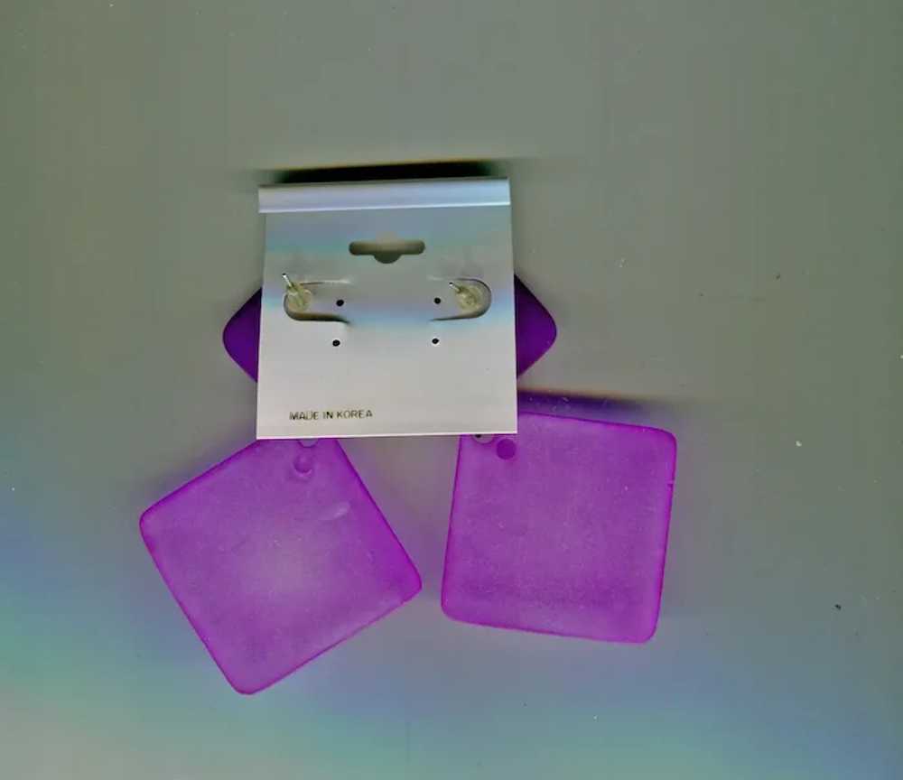 Lavender Frosted Glass Pierced Earrings - image 4