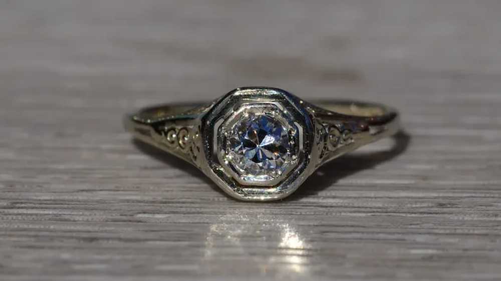 Ladies Antique 18K White Gold Filigree Engagement… - image 6