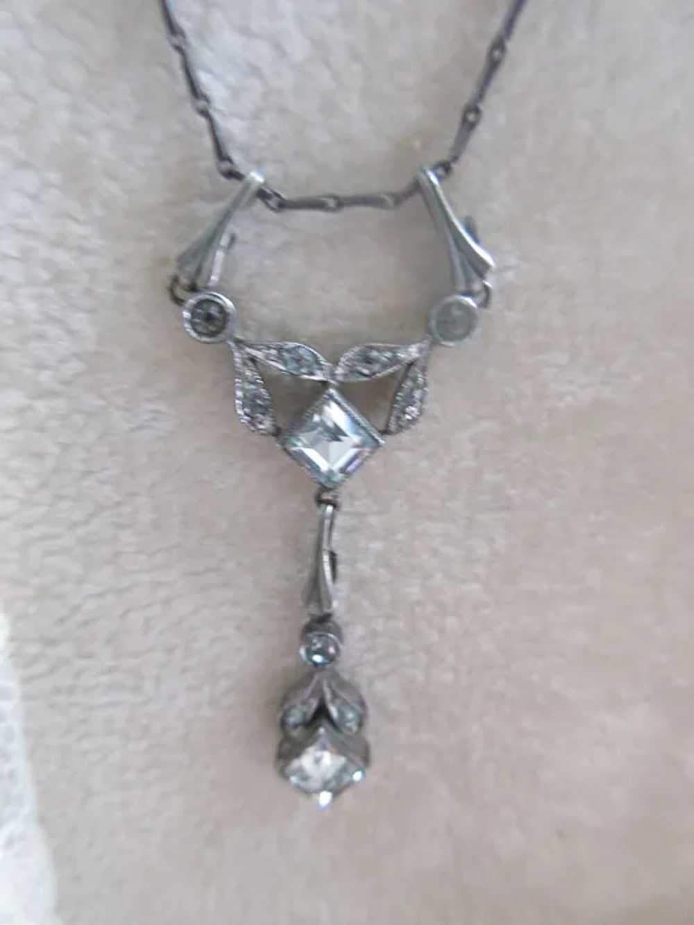 Older Vintage Sterling Paste Lavaliere Necklace - image 2