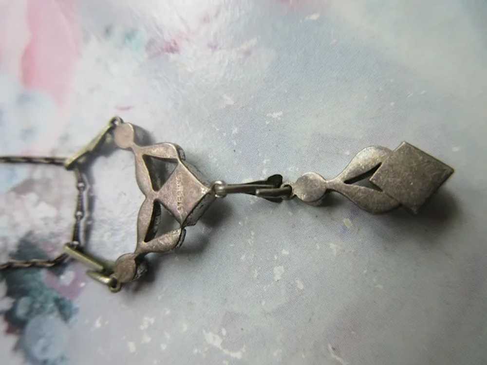 Older Vintage Sterling Paste Lavaliere Necklace - image 4