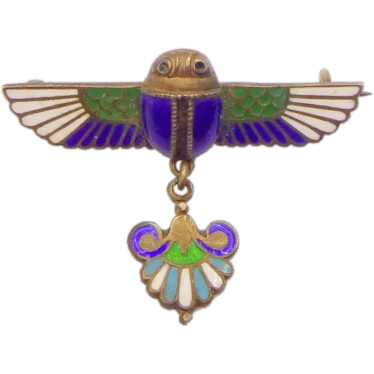 French Egyptian Revival Art Deco Enamel Pin - image 1