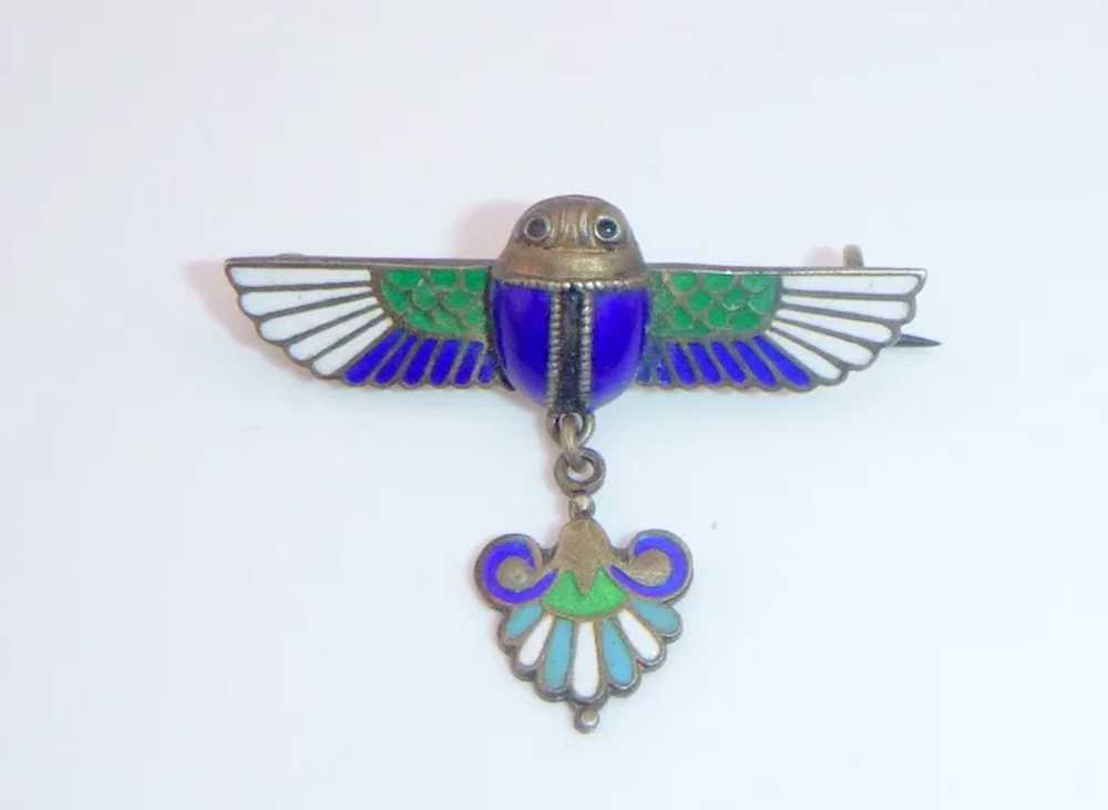 French Egyptian Revival Art Deco Enamel Pin - image 2