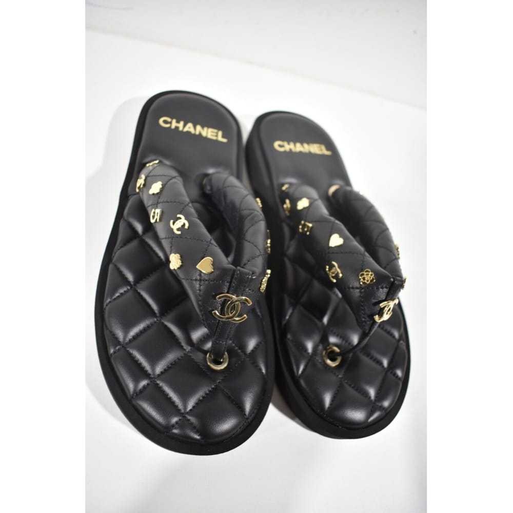 Chanel Leather flip flops - image 2