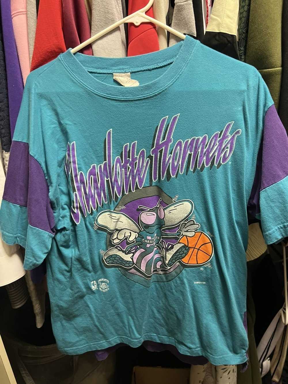 Vintage Charlotte Hornets Salem Sportswear All Over Print Shirt NBA