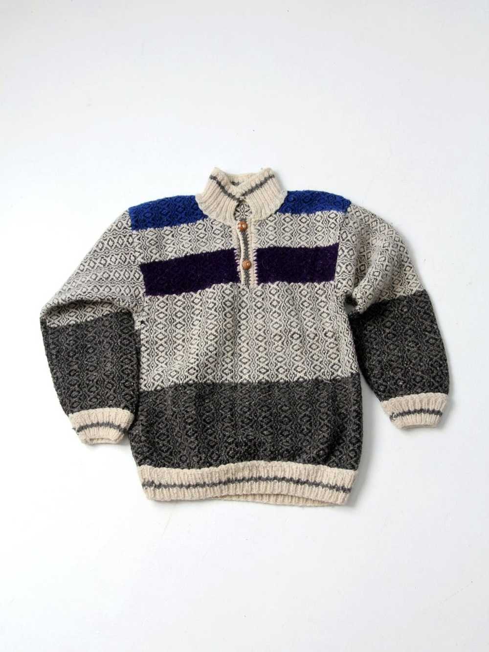 Vintage vintage hand knit Norwegian style sweater - image 1