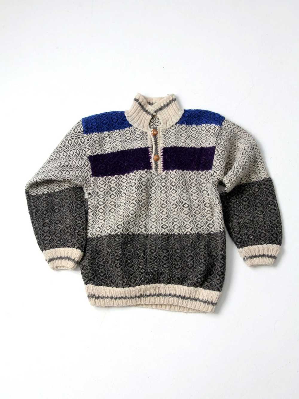 Vintage vintage hand knit Norwegian style sweater - image 2