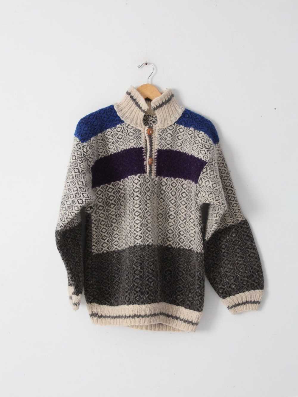 Vintage vintage hand knit Norwegian style sweater - image 4