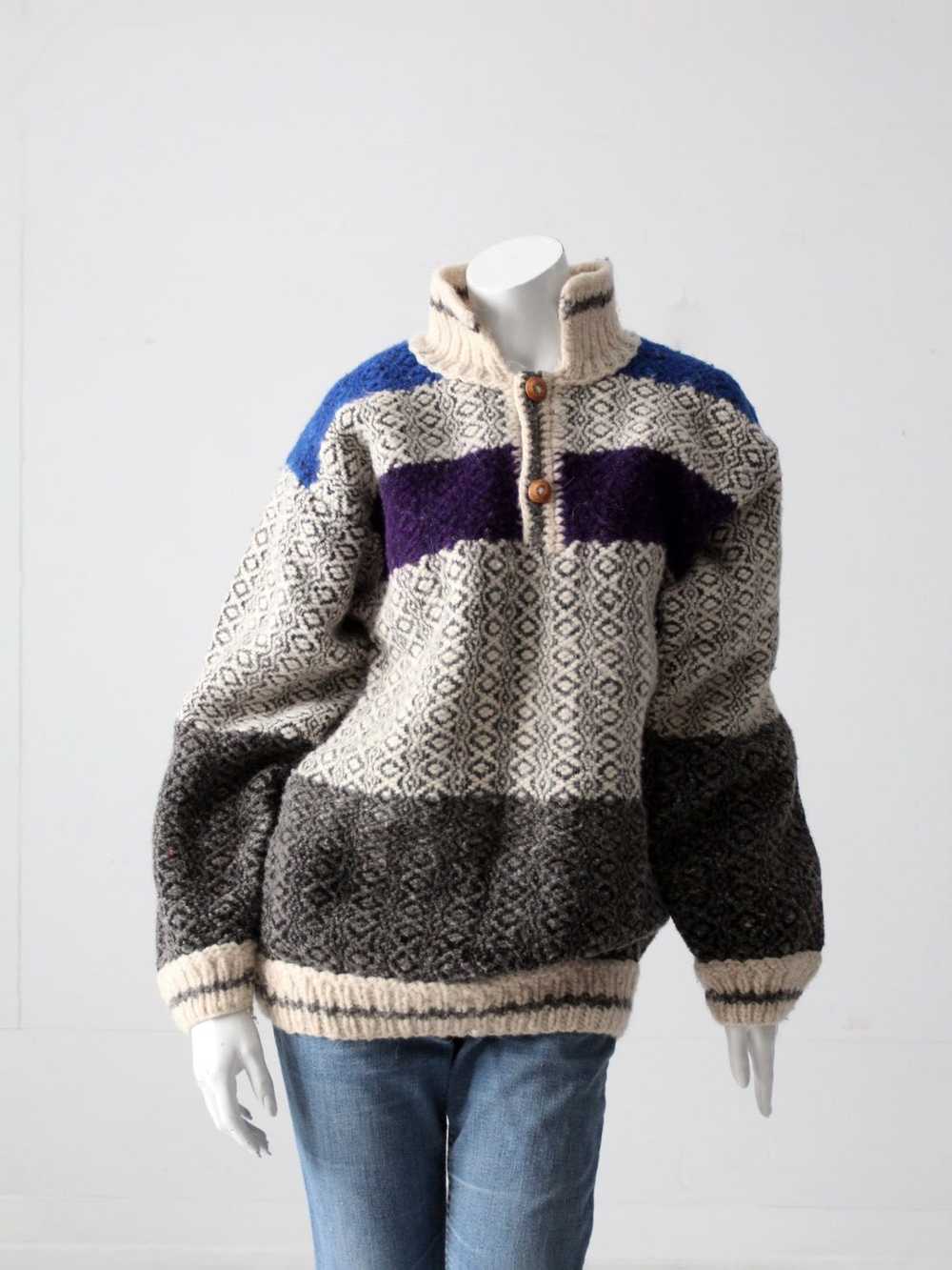 Vintage vintage hand knit Norwegian style sweater - image 5