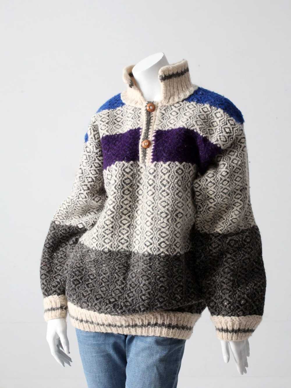 Vintage vintage hand knit Norwegian style sweater - image 6