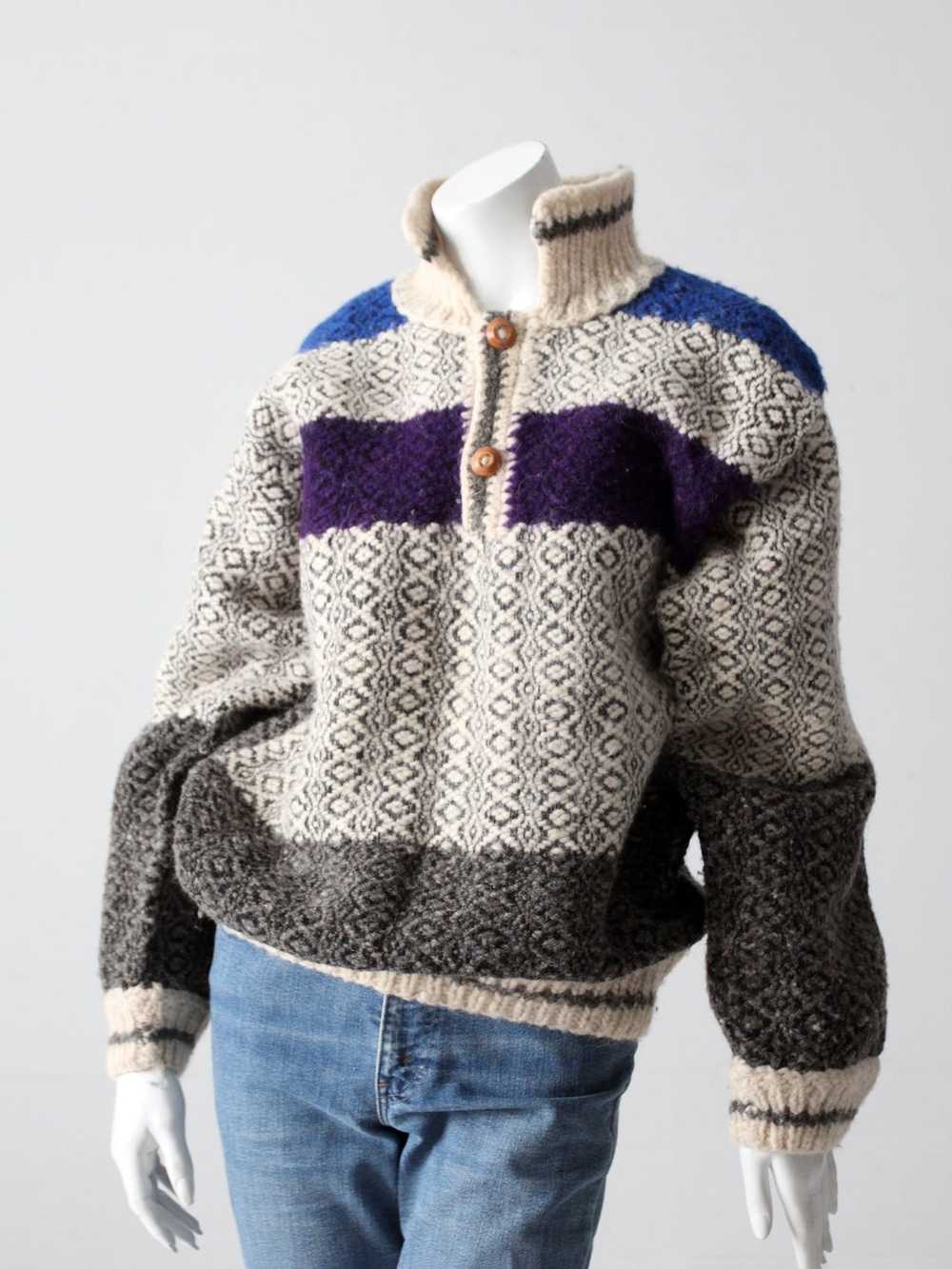 Vintage vintage hand knit Norwegian style sweater - image 7