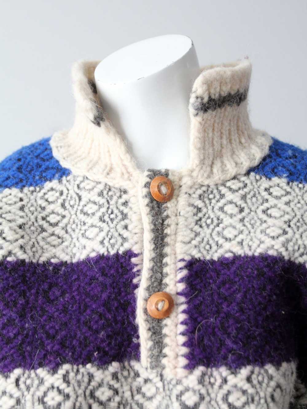 Vintage vintage hand knit Norwegian style sweater - image 8