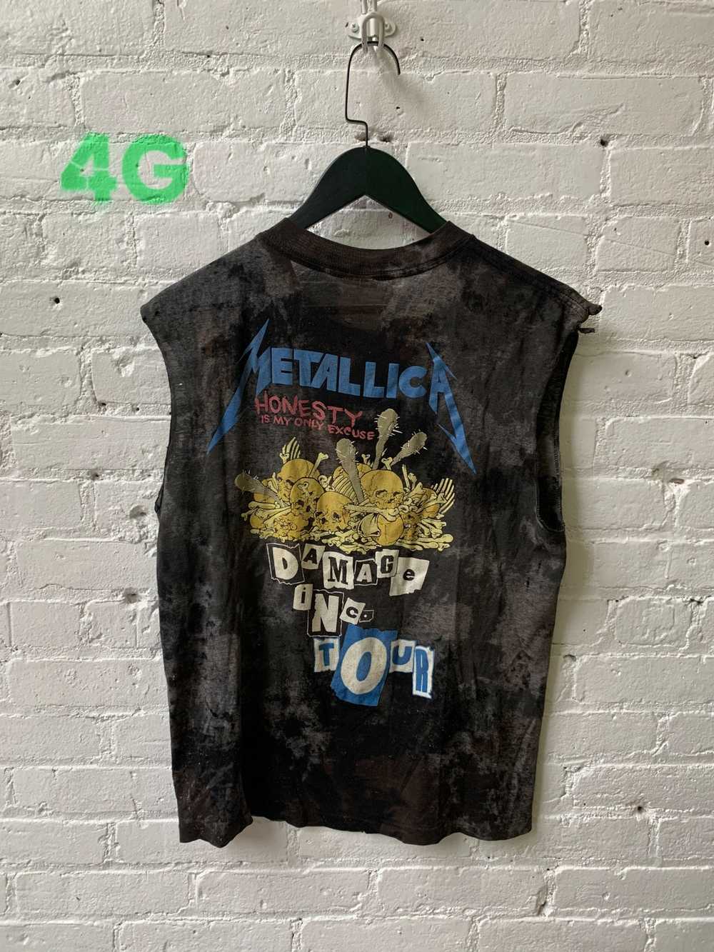 Black Vintage Metallica Thrashed Cut Off Damage I… - image 2