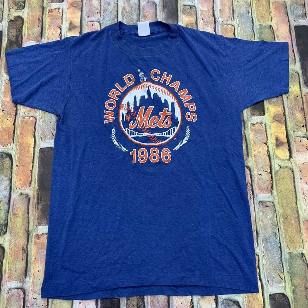 1986 New York Mets World Series Champions t shirt size L – Mr