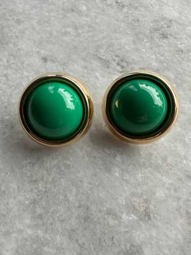 1990s Green and Gold Pierced Earrings
