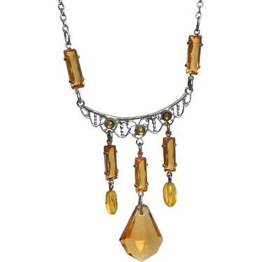 Art Deco Czech Crystal Drop Necklace c1930’s