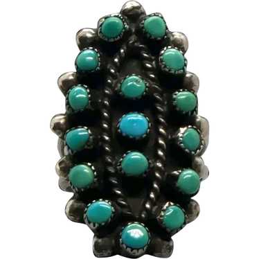 Vintage Zuni Native American Snake Eyes Gem Turqu… - image 1