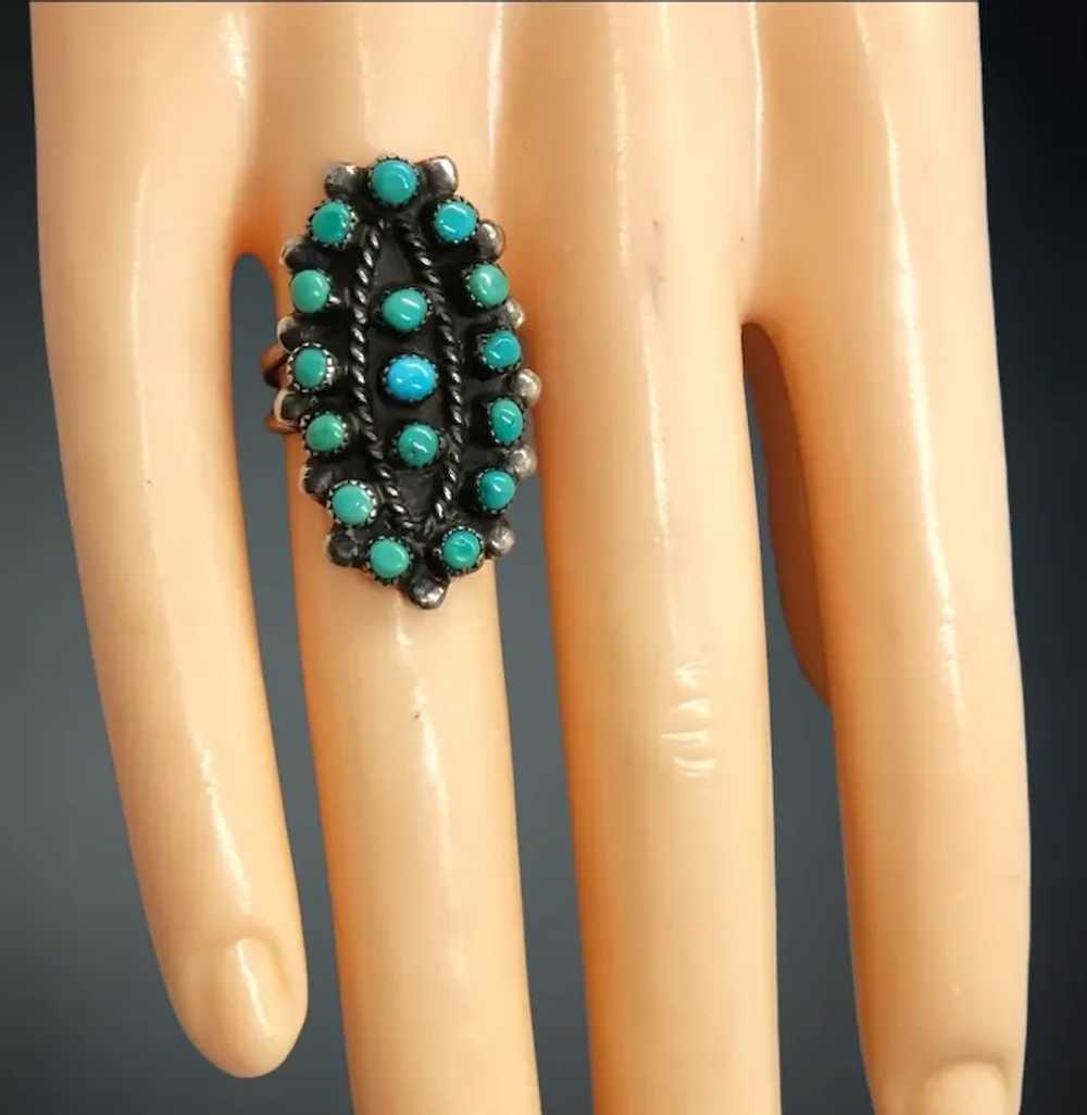 Vintage Zuni Native American Snake Eyes Gem Turqu… - image 5