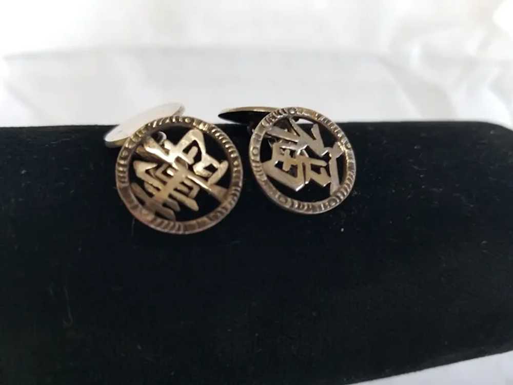 Vintage Silver Chinese Oriental Symbol Cuff Links… - image 2