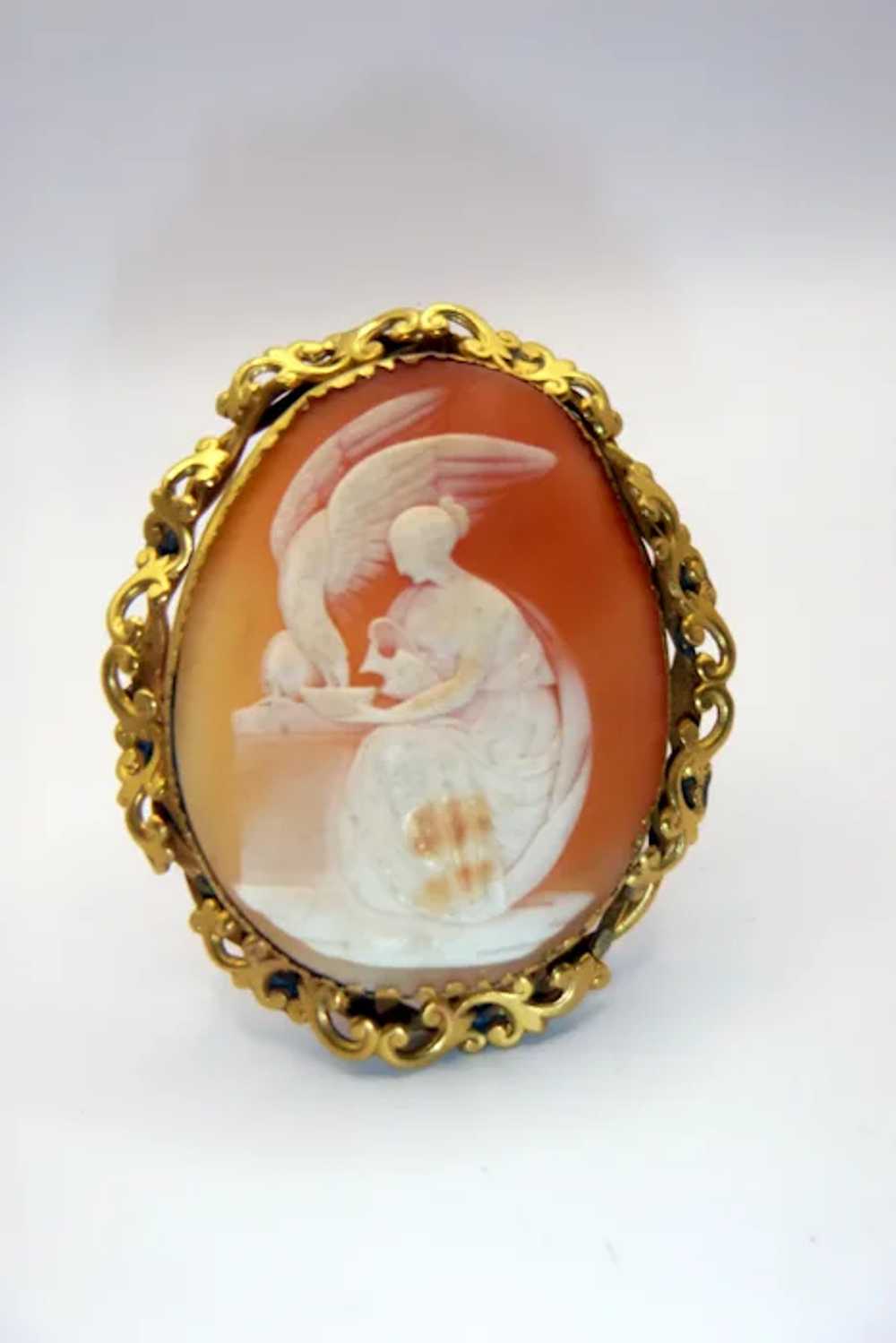 Antique Shell Cameo Hebe and Zeus Drinking Nectar… - image 3