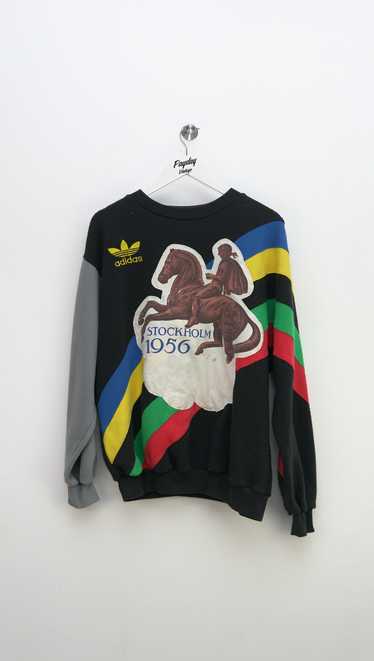 80's Adidas Olympic Sweatshirt Black Medium