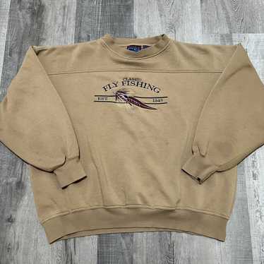 vtg field & stream fly fishing tee shirt mens LG with Embroidered lure