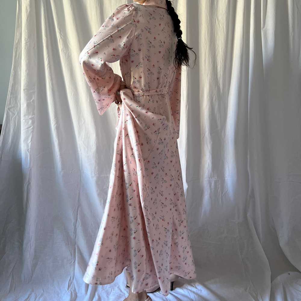 1930s floral gown robe soft pink silk satin - image 7
