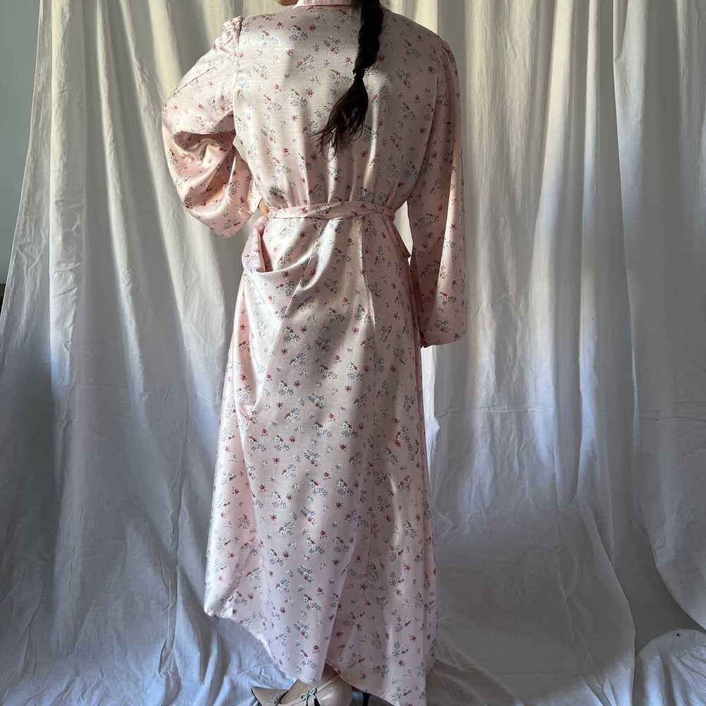 1930s floral gown robe soft pink silk satin - image 8