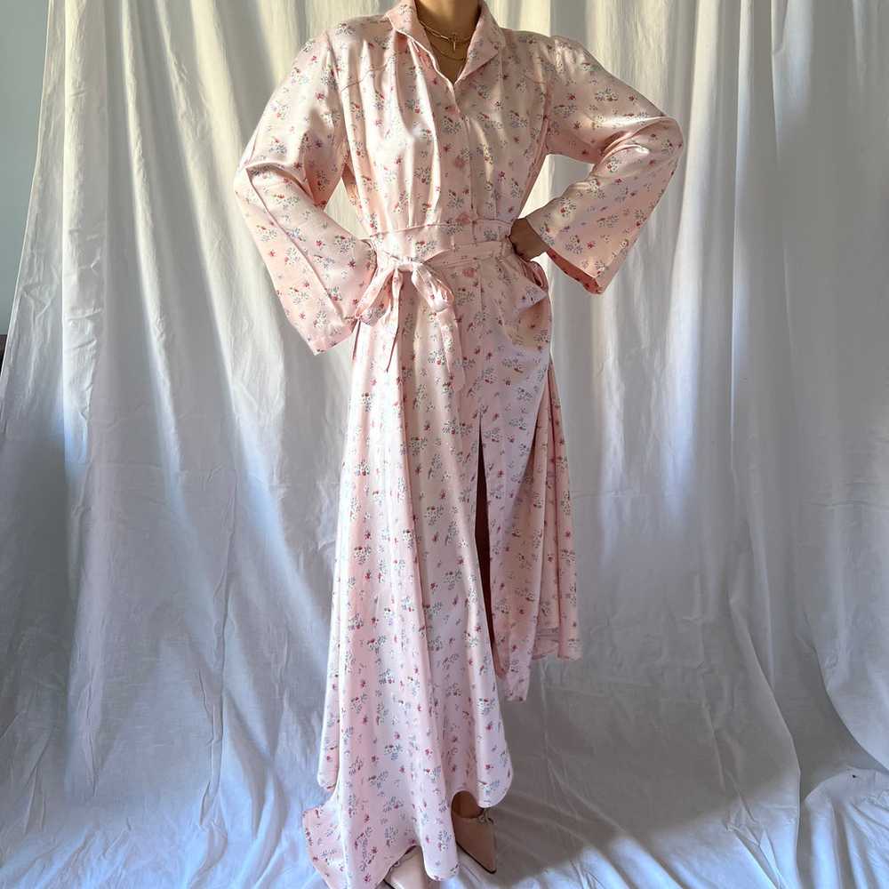 1930s floral gown robe soft pink silk satin - image 9
