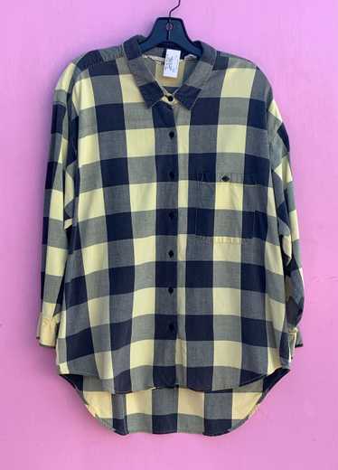 1980S CHECKERED COTTON L/S BUTTON UP SHIRT