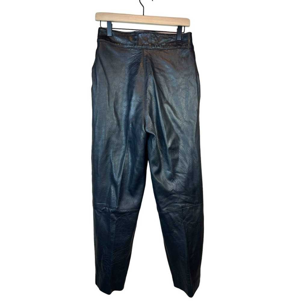 Vintage Vintage Women Black Genuine LEATHER Pants… - image 2