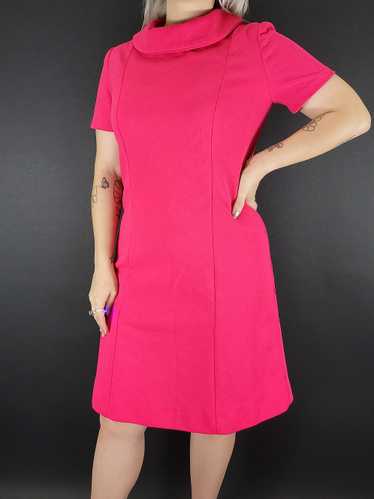 60s Mod Hot Pink Cowl Neck Dress