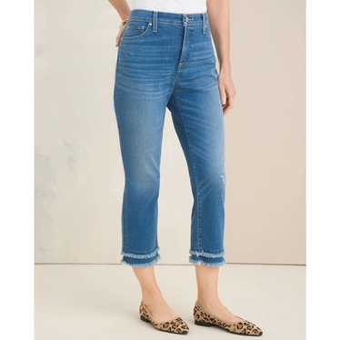 CHICOS SO SLIMMING GIRLFRIEND ANKLE JEANS W/EMBROIDERED FLOWERS & STUDS 0 -  4