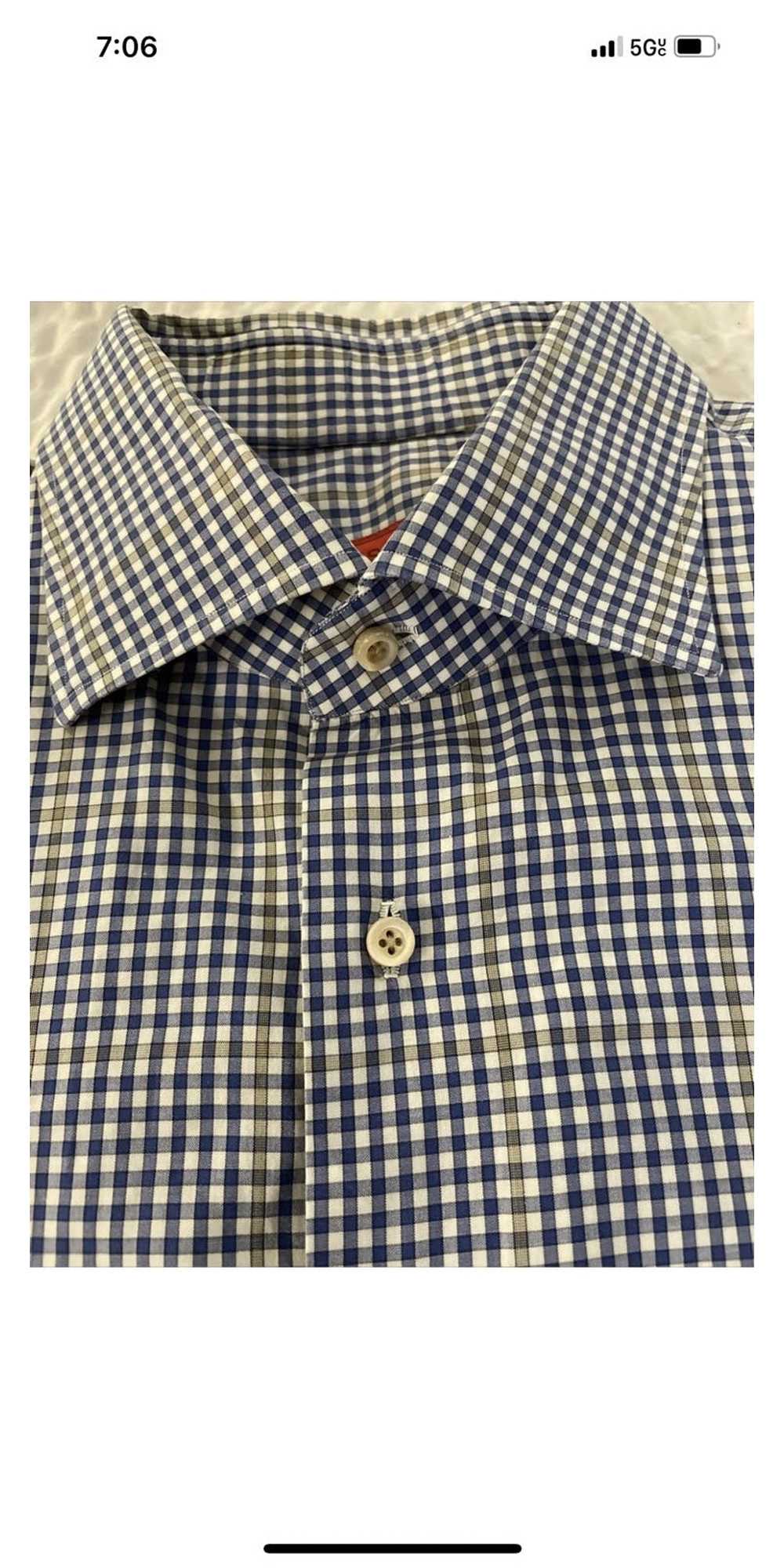 Isaia Windowpane Check Print Shirt - image 4