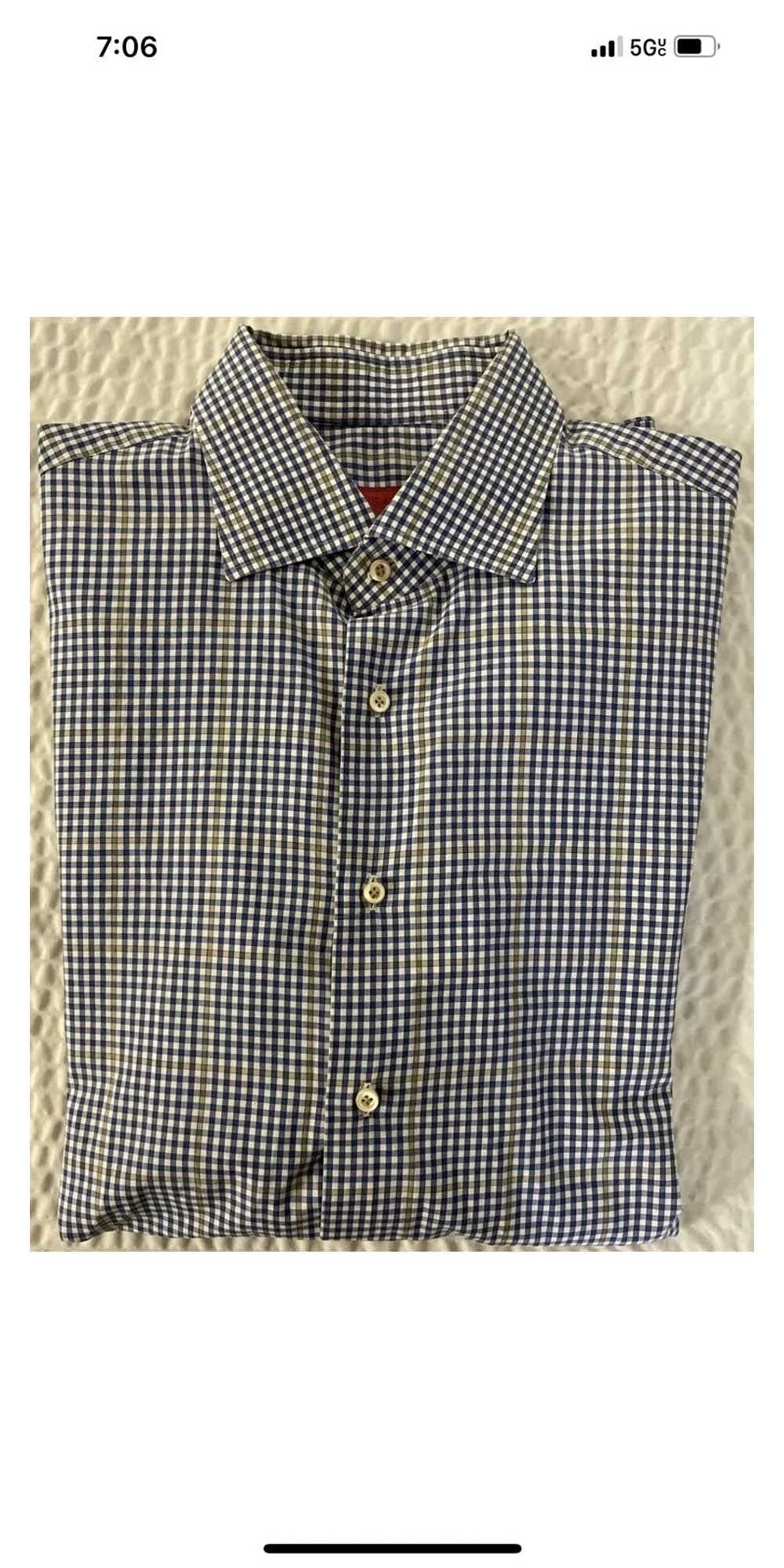 Isaia Windowpane Check Print Shirt - image 7