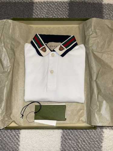 Polo shirts Gucci - Bee patch white cotton piquet polo shirt