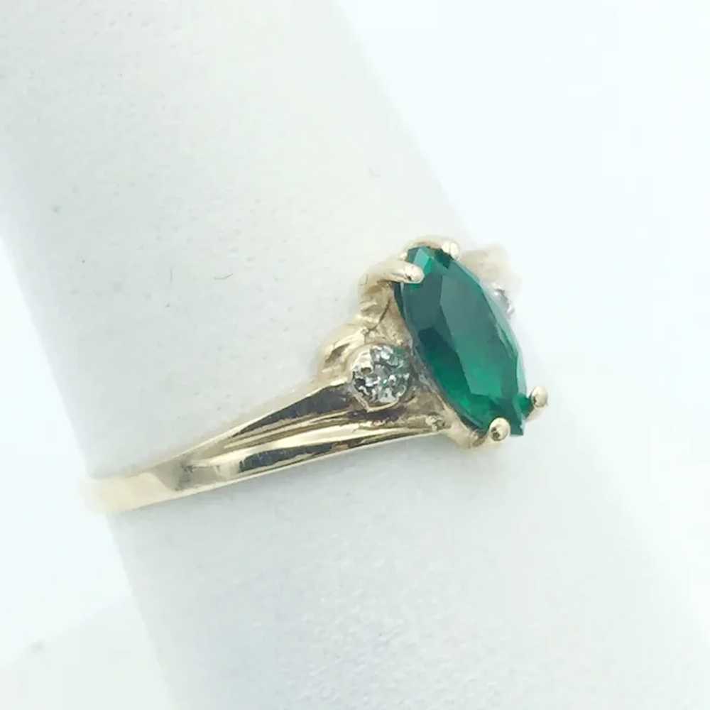 14K Lab Emerald & Diamond Ring - image 3