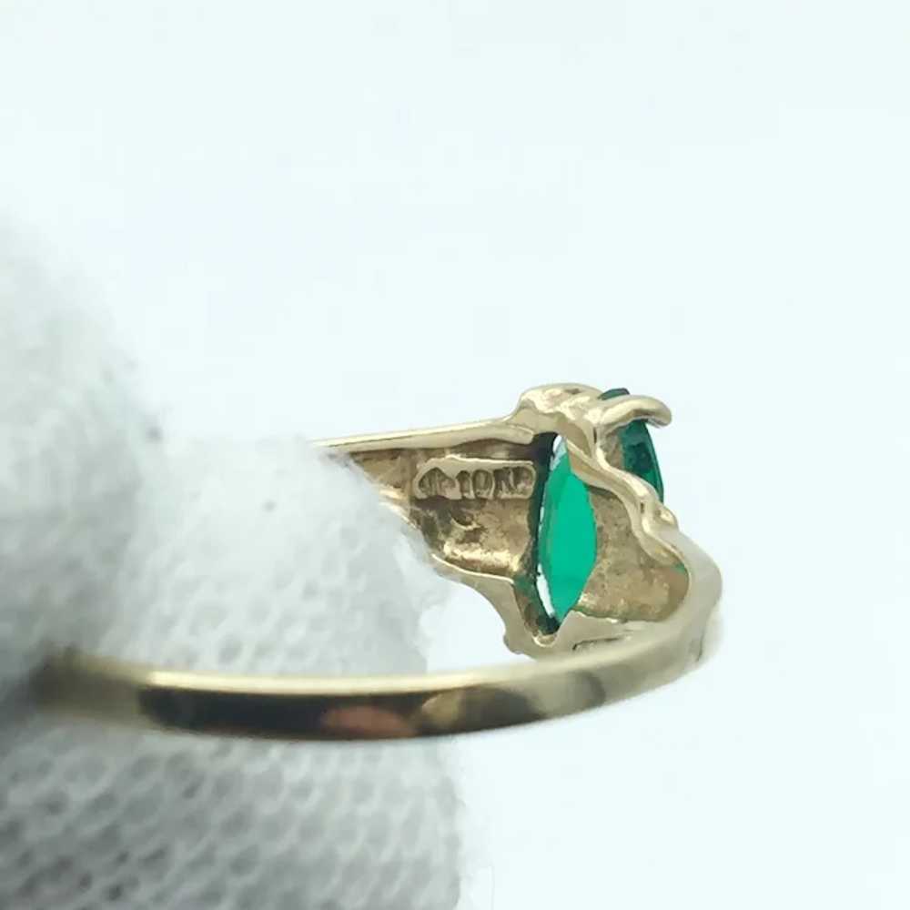 14K Lab Emerald & Diamond Ring - image 4