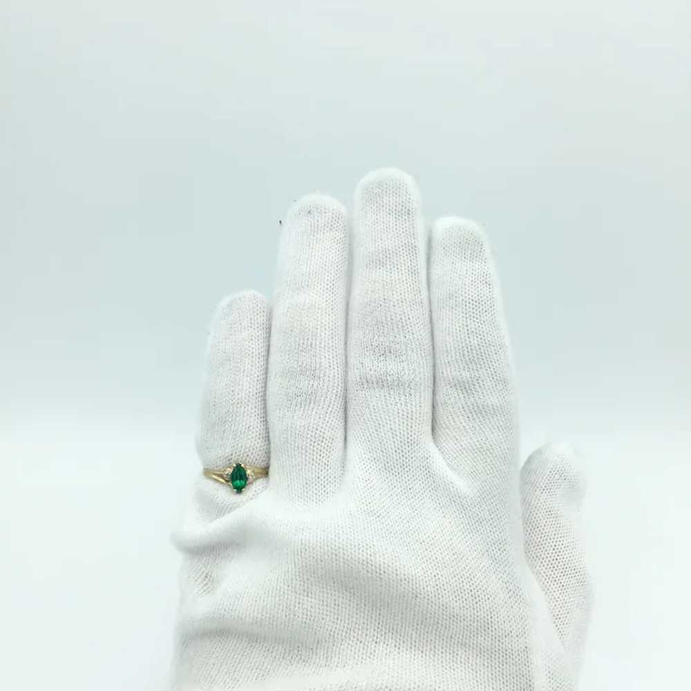 14K Lab Emerald & Diamond Ring - image 6